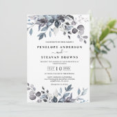 Invitation Dusty Blue Eucalyptus Mariage de verdure (Debout devant)