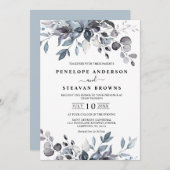 Invitation Dusty Blue Eucalyptus Mariage de verdure (Devant / Derrière)