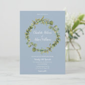 Invitation Dusty Blue Eucalyptus Mariage de verdure Photo (Debout devant)