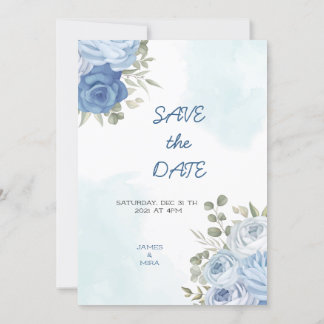 Invitation Dusty Blue Eucalyptus Mariage I