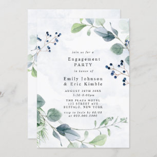 Invitation Dusty Blue Eucalyptus Rustic
