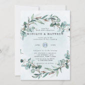 Invitation Dusty Blue Eucalyptus Vert Mariage rustique (Devant)