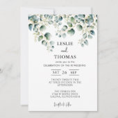 Invitation Dusty Blue Eucalyptus Vert Mariage Succulent (Devant)