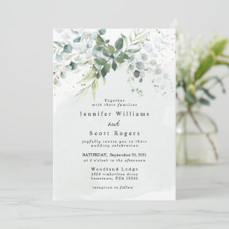 Invitation Dusty Blue Eucalyptus Vert Mariage Succulent