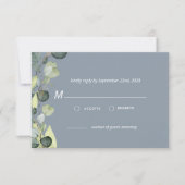 Invitation Dusty Blue Eucalyptus Vert RSVP Simple (Devant)
