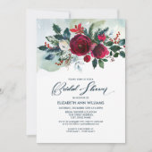 Invitation Dusty Blue | Fête des mariées Bourgogne en fleurs (Devant)