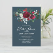 Invitation Dusty Blue | Fête des mariées Bourgogne en fleurs  (Debout devant)