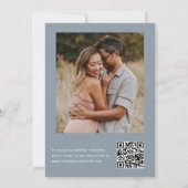 Invitation Dusty Blue Fête des mariées QR Code Photo Eucalypt (Dos)