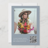 Invitation Dusty Blue Fête des mariées QR Code Photo Eucalypt (Dos)