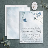 Invitation Dusty Blue Fine Art Calligraphy Style Mariage