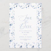 Invitation Dusty Blue Fine Art Floral Save the Date Card (Devant)