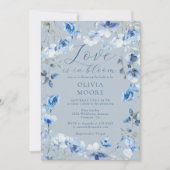 Invitation Dusty Blue Fleur sauvage Amour dans la Fête des ma (Devant)