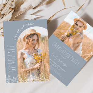Invitation Dusty Blue Fleur sauvage Bloom fête de graduation