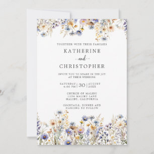 Invitation Dusty Blue Fleur sauvage Budget All-In-One Mariage