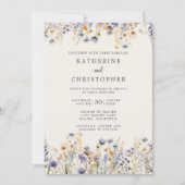 Invitation Dusty Blue Fleur sauvage Budget Mariage ivoire (Devant)