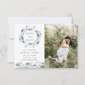 Invitation Dusty Blue Fleur sauvage deux photo Enregistrer la (Devant)