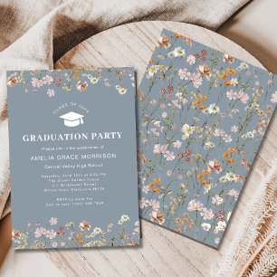Invitation Dusty Blue Fleur sauvage Graduation Party Boho Blo
