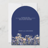 Invitation Dusty Blue Fleur sauvage Mariage Arch Navy Date de (Dos)