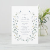 Invitation Dusty Blue Fleur sauvage Rustic Boho Baby shower (Debout devant)