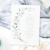 Invitation Dusty Blue Fleur sauvage Rustic Boho Baby shower