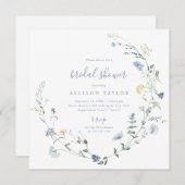 Invitation Dusty Blue Fleur sauvage Rustic Boho Fête des mari (Devant / Derrière)