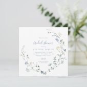 Invitation Dusty Blue Fleur sauvage Rustic Boho Fête des mari (Debout devant)