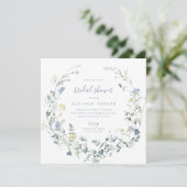Invitation Dusty Blue Fleur sauvage Rustic Boho Fête des mari (Debout devant)