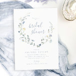 Invitation Dusty Blue Fleur sauvage Rustic Boho Fête des mari<br><div class="desc">Elégante délicate aquarelle fleur sauvage couronne les détails de votre événement. Palettes pastel de jaune tendre, blanc cassé, vert sauge, bleu poussiéreux, verdure botanique, simple et romantique. Grandes invitations à la douche à nuptiale fleurie pour la fête rustique moderne, boho country garden party au printemps et en été. Voir toutes...</div>