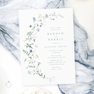 Invitation Dusty Blue Fleur sauvage Rustic Boho Fête des mari