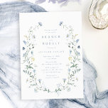 Invitation Dusty Blue Fleur sauvage Rustic Boho Fête des mari<br><div class="desc">Elégante délicate aquarelle fleur sauvage couronne les détails de votre événement. Palettes pastel de jaune doux,  blanc cassé,  vert sauge,  bleu poussiéreux,  verdure botanique,  Grand brunch floral et des invitations à la douche à bulles pour la fête rustique moderne,  boho country garden party au printemps et en été.</div>