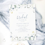 Invitation Dusty Blue Fleur sauvage Rustic Boho Fête des mari<br><div class="desc">Design élégant et délicat fleur sauvage aquarelle. Palettes pastel de jaune tendre, blanc cassé, vert sauge, bleu poussiéreux, verdure botanique, simple et romantique. Grandes invitations à la douche à nuptiale fleurie pour la fête rustique moderne, boho country garden party au printemps et en été. Voir toutes les pièces correspondantes dans...</div>