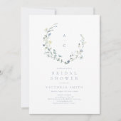Invitation Dusty Blue Fleur sauvage Rustic Boho Fête des mari (Devant)