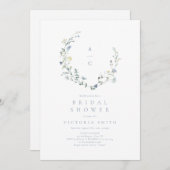 Invitation Dusty Blue Fleur sauvage Rustic Boho Fête des mari (Devant / Derrière)