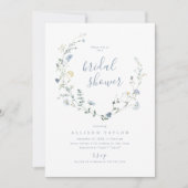 Invitation Dusty Blue Fleur sauvage Rustic Boho Fête des mari (Devant)
