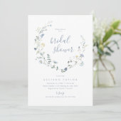 Invitation Dusty Blue Fleur sauvage Rustic Boho Fête des mari (Debout devant)