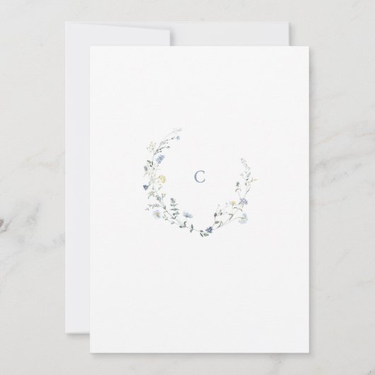 Invitation Dusty Blue Fleur sauvage Rustic Boho Graduation (Dos)