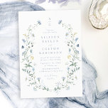 Invitation Dusty Blue Fleur sauvage Rustic Boho Mariage monog<br><div class="desc">Elégante délicate aquarelle fleur sauvage couronne les détails de votre événement, avec un couple monogramme. Palettes pastel de jaune tendre, blanc cassé, vert sauge, bleu poussiéreux, verdure botanique, simple et romantique. Grandes invitations à des mariages fleuris pour mariage moderne rustique, mariage de jardin de campagne et mariage de boho au...</div>