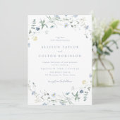 Invitation Dusty Blue Fleur sauvage Rustic Boho Mariage Photo (Debout devant)