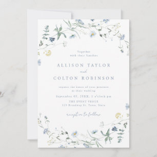 Invitation Dusty Blue Fleur sauvage Rustic Boho Mariage Photo
