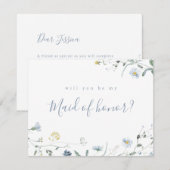 Invitation Dusty Blue Fleur sauvage serez-vous ma servante d' (Devant / Derrière)