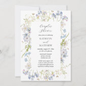Invitation Dusty Blue Fleur sauvage Whimsical Couples Douche (Devant)