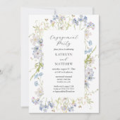 Invitation Dusty Blue Fleur sauvage Whimsical Engagement Part (Devant)