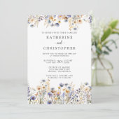 Invitation Dusty Blue Fleurs sauvages Mariage officiel (Debout devant)