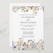 Invitation Dusty Blue Fleurs sauvages Mariage officiel (Devant / Derrière)
