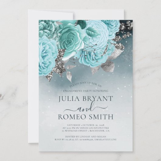 Invitation Dusty Blue Floral (Devant)