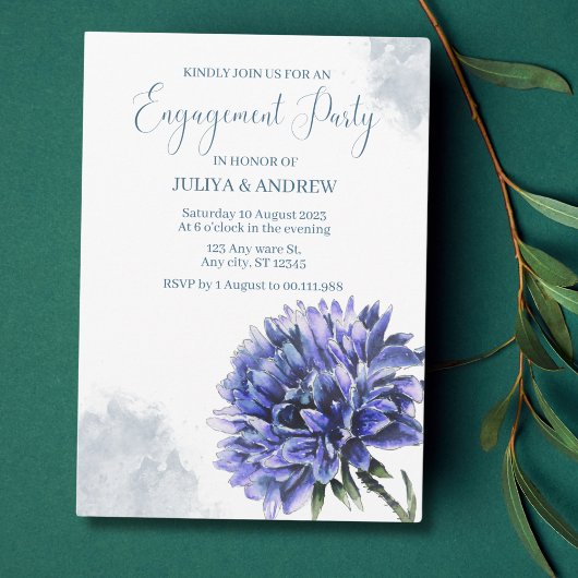 Invitation Dusty Blue Floral