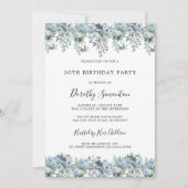 Invitation Dusty Blue Floral 30e anniversaire de fête Invitat (Devant)