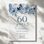 Invitation Dusty Blue Floral 60th Wedding Anniversary