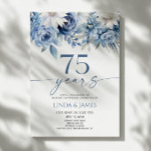 Invitation Dusty Blue Floral 75th Wedding Anniversary