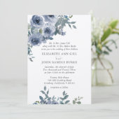 Invitation Dusty Blue Floral and Grey Formal Wedding Invite (Debout devant)